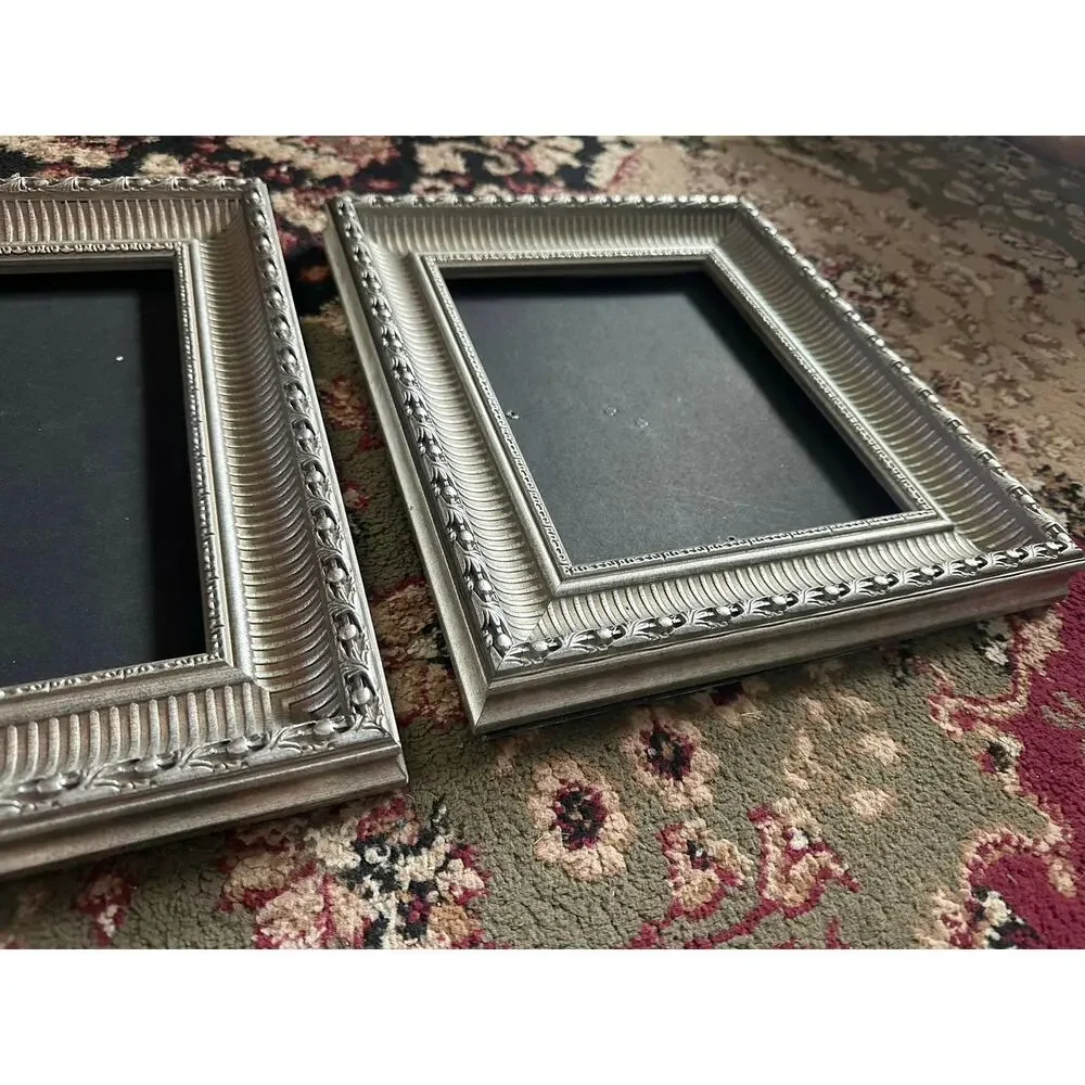 Set/2 frames 8x10” 11x14” ornate silver home decor framing baroque Victorian